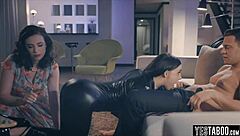 Chicks In Black Latex Bent Over For Group Doggystyle