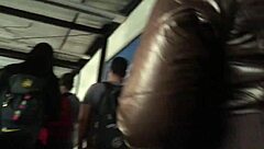 Touching Brown Nylon Jacket on Chubby Girl Pt 1