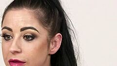 Spicy sex kitten swallows cum shot on her face