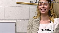 Big tit milf caught blowing cock in office scandal