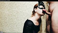 Blonde babe gives blowjob to favorite roommate in dorm