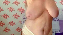 Mariaold Milf Plays with Huge Natural Bouncing Tits