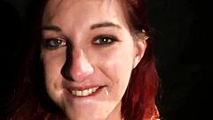 Naughty hottie gets cumshot on face!