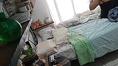 milf madurita cleans her room secretly while chubby and curvy.