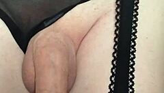 Misr4 Tranny in Close-Up Cumshot Scene with Lingerie