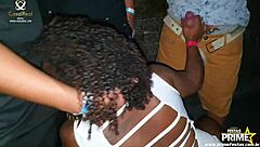 Nana Diaba's BBW curves entice a group in the party booth