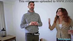 Public agent tight spanish babe gives blowjob and fuck behind husbands back