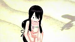 tsuyu froppy in hot bikini wants missionary on beach. my hero academia hentai anime.