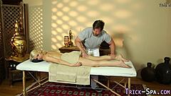 Tricked Blonde Babe Jizzes Masseur With Monster Cock
