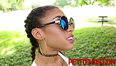 Tiny Black Teen Sucks Cock Then Gets Pounded Hard