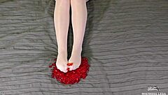 Nylon feet tease on Valentines