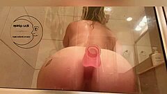 Pussy Dripping from Anal Toys in Shower!