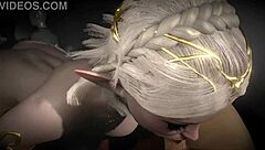 Sexy blonde elf girl sucks dick in the dark 😈