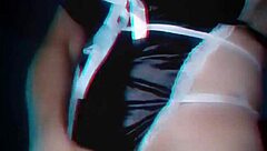 Shemale tetona vestida de maid with monster cock and tits.