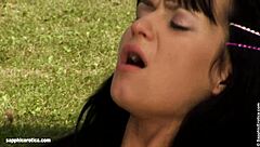 yard toyers by sapphic erotica - stracy and nea enjoy outdoor toy play in the garden