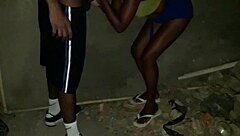 Skinny girl sucks worker's big cock