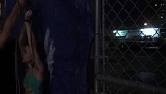 First time paddling and waking up slave in rough outdoor public