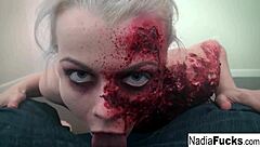 sexy zombie pleases the gash between her legs 😈