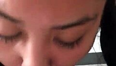 Young latina with small tits tasting big black cock