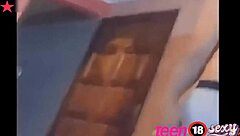 While stepmother is away, I suck stepfather's dick in the bathroom