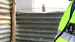 guard protects student for quick cumshot