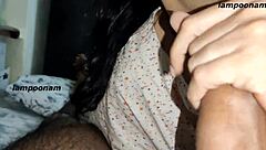 Indian bhabhi sucks cock while getting fucked and creampied in group