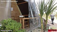 Behind the scenes, huge cock destroys amazing Thai girl's ass in first anal