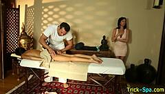 Amateur babe receives hidden cam massage from voyeur