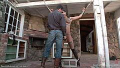 busty inked teen 18+ tied up and fucked hard 😈 bondage submission with monster cock.