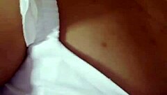 dancing in red panties showing small tits.