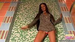 cute teen flashes little panties under skirt for you