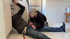 Hot Wife Deepthroats Plumber's Monster Cock In Kitchen