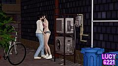 Step-sister gives street blowjob? So risky!