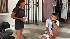 Stepsister Plays Hot Challenges with Monster Cock on Porch