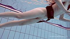 Roxalana Chech Scuba Diving Naked in Pool with Brunette Charm