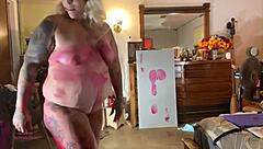 hey sally omalley, rocking that red paint all over your curves, wanna show off more?