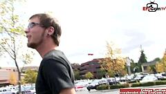 Skinny Blonde Teen Picked Up For Facial Cumshot!