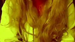 Devil gives gloved handjob and blowjob