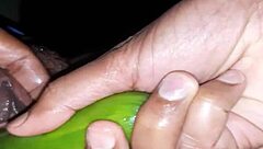 Sexy Indian Wife Using VIBRATOR And CUCUMBER On OILED Pussy