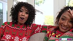 Misty Stone and Sarah Lace's holiday fuck fest