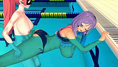 Girl Focuses On Studying Swimming In 3D Cartoon