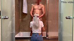 I Call the Girl at the Hotel Reception Desk to Bring Me Gel and Help Me Finish Cumming with a Blowjob