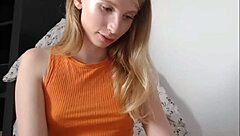 Is This Blonde Ladyboy Masturbating Her Small Cock?