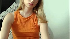 Is This Blonde Ladyboy Masturbating Her Small Cock?