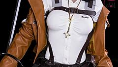 Brunette teen 18+ Mikasa sex doll feels intense pleasure from toys. Hentai anime style sex