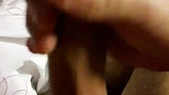 Boldly stroking big cock in amateur masturbation session.