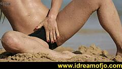 Surfs Up With Brunette Gay Solo Masturbation On Beach!