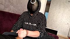 Squid Game Member Cums on Tits After Jerk