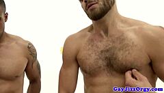 orgy loving gay hunk gets tagteamed by muscular cocks