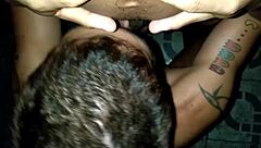 Sucking a big cock on the street at midnight